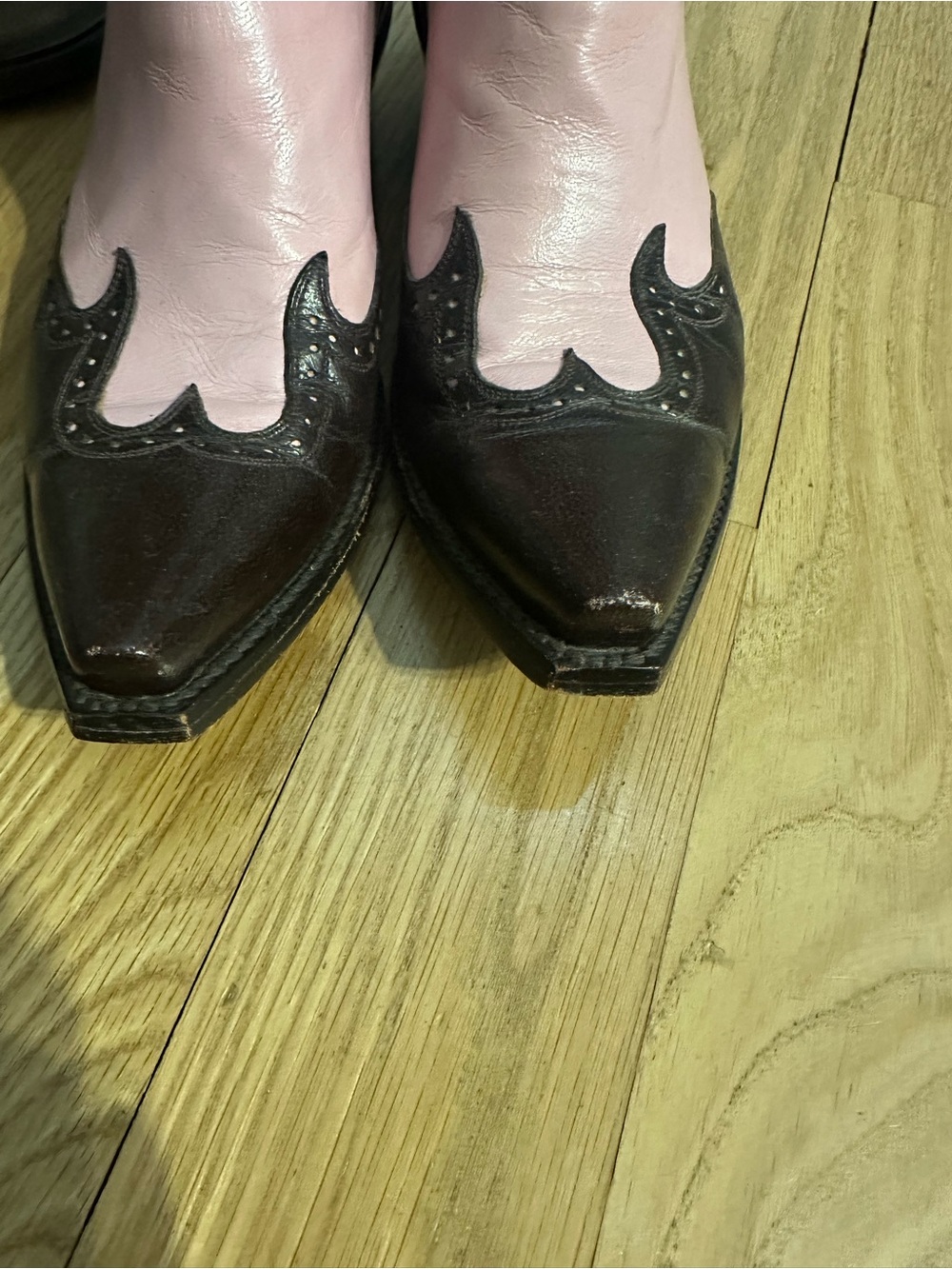 Old Gringo Pink and Brown Western Heeled Cowboy Boots - Picture 8 of 8